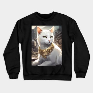 Majestic cat wearing gold Crewneck Sweatshirt